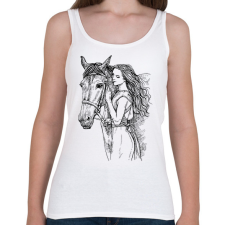 PRINTFASHION lovas - Női atléta - Fehér női trikó