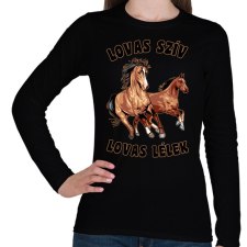 PRINTFASHION lovas - Női hosszú ujjú póló - Fekete női póló
