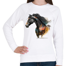 PRINTFASHION Lovas - Női pulóver - Fehér női pulóver, kardigán