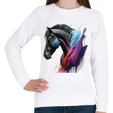 PRINTFASHION Lovas - Női pulóver - Fehér női pulóver, kardigán
