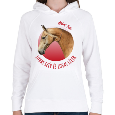 PRINTFASHION Lovas szív - Akhal Teke - Női kapucnis pulóver - Fehér