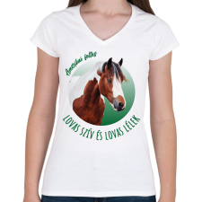 PRINTFASHION Lovas szív - Amerikai foltos - Női V-nyakú póló - Fehér női póló