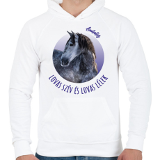 PRINTFASHION Lovas szív - Andalúz - Férfi kapucnis pulóver - Fehér