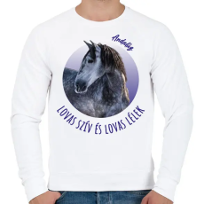 PRINTFASHION Lovas szív - Andalúz - Férfi pulóver - Fehér