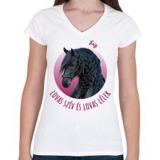 PRINTFASHION Lovas szív - Fríz - Női V-nyakú póló - Fehér női póló