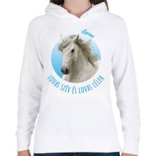 PRINTFASHION Lovas szív - Lipicai - Női kapucnis pulóver - Fehér női pulóver, kardigán
