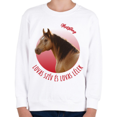 PRINTFASHION Lovas szív - Musztáng - Gyerek pulóver - Fehér
