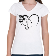 PRINTFASHION Lovas szív - Női V-nyakú póló - Fehér női póló