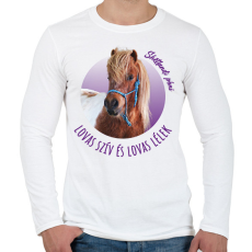 PRINTFASHION Lovas szív - Shetlandi póni - Férfi hosszú ujjú póló - Fehér