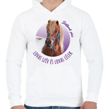 PRINTFASHION Lovas szív - Shetlandi póni - Férfi kapucnis pulóver - Fehér férfi pulóver, kardigán