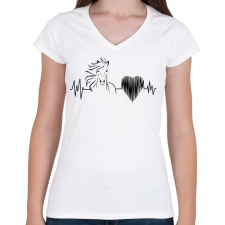 PRINTFASHION Lovas szívdobbanás - Női V-nyakú póló - Fehér női póló