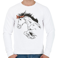 PRINTFASHION Lovas ugrás - Férfi pulóver - Fehér férfi pulóver, kardigán