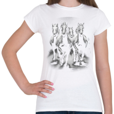 PRINTFASHION Lovas vágta - Női póló - Fehér