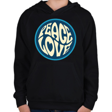 PRINTFASHION Love and Peace - Hippie - Gyerek kapucnis pulóver - Fekete gyerek pulóver, kardigán