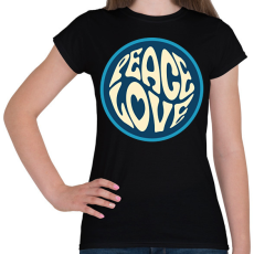 PRINTFASHION Love and Peace - Hippie - Női póló - Fekete