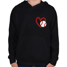 PRINTFASHION Love baseball - Gyerek kapucnis pulóver - Fekete gyerek pulóver, kardigán