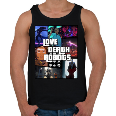PRINTFASHION Love Death & Robots - Férfi atléta - Fekete