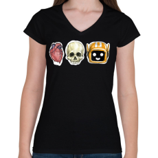 PRINTFASHION Love Death + Robots - Női V-nyakú póló - Fekete