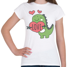 PRINTFASHION Love dínó - Női póló - Fehér női póló