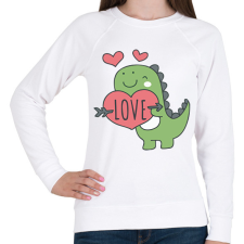 PRINTFASHION Love dínó - Női pulóver - Fehér női pulóver, kardigán