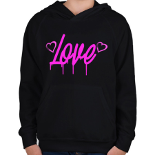 PRINTFASHION love felirat - Gyerek kapucnis pulóver - Fekete gyerek pulóver, kardigán