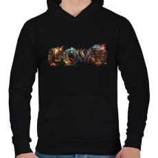 PRINTFASHION LOVE feliratos - szerelmes ajándék párodnak - Férfi kapucnis pulóver - Fekete