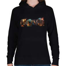 PRINTFASHION LOVE feliratos - szerelmes ajándék párodnak - Női kapucnis pulóver - Fekete