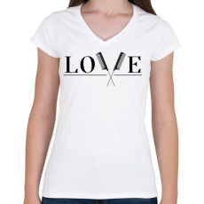 PRINTFASHION Love - Fodrász (blakc) - Női V-nyakú póló - Fehér
