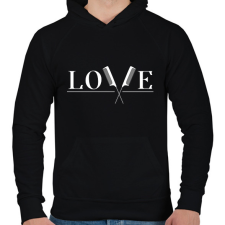 PRINTFASHION Love - Fodrász (white) - Férfi kapucnis pulóver - Fekete férfi pulóver, kardigán