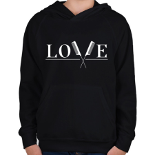 PRINTFASHION Love - Fodrász (white) - Gyerek kapucnis pulóver - Fekete gyerek pulóver, kardigán