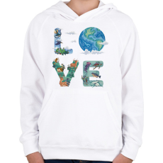 PRINTFASHION Love Föld - Gyerek kapucnis pulóver - Fehér