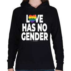 PRINTFASHION Love has no gender - humanista grafika - LMBT / LMBTQI (126) - Női kapucnis pulóver - Fekete