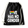 PRINTFASHION Love has no gender - humanista grafika - LMBT / LMBTQI (126) - Sportzsák, Tornazsák - Fekete