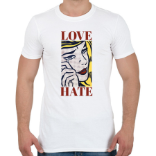 PRINTFASHION Love, Hate - Pop art - Férfi póló - Fehér férfi póló