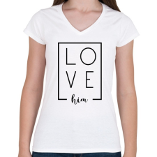 PRINTFASHION LOVE him páros 1 - Női V-nyakú póló - Fehér női póló