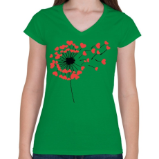 PRINTFASHION Love is in the air - Női V-nyakú póló - Zöld