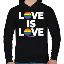 PRINTFASHION LOVE IS LOVE - humanista - LMBT / LMBTQI (128) - Férfi kapucnis pulóver - Fekete férfi pulóver, kardigán