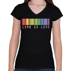 PRINTFASHION Love is love - Női V-nyakú póló - Fekete