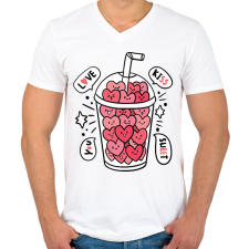 PRINTFASHION Love ital - Férfi V-nyakú póló - Fehér férfi póló