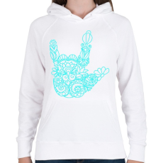 PRINTFASHION Love jel - Női kapucnis pulóver - Fehér