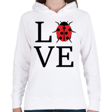 PRINTFASHION Love katicabogár - Női kapucnis pulóver - Fehér női pulóver, kardigán