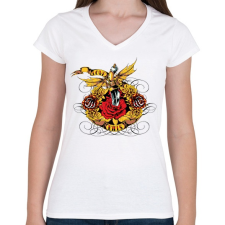PRINTFASHION Love Kills - Női V-nyakú póló - Fehér női póló