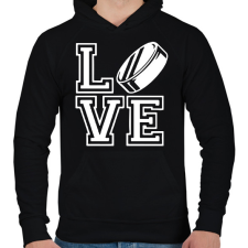 PRINTFASHION Love koronggal - Férfi kapucnis pulóver - Fekete férfi pulóver, kardigán