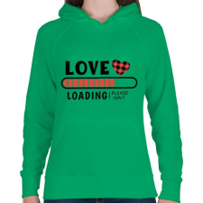 PRINTFASHION Love loading - Női kapucnis pulóver - Zöld női pulóver, kardigán
