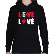 PRINTFASHION LOVE LÓVÉ 3 - Női kapucnis pulóver - Fekete