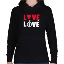 PRINTFASHION LOVE LÓVÉ 4 - Női kapucnis pulóver - Fekete női pulóver, kardigán
