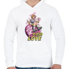 PRINTFASHION Love-manga - szerelem - Férfi kapucnis pulóver - Fehér férfi pulóver, kardigán