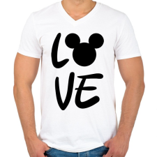 PRINTFASHION Love Mickey - Férfi V-nyakú póló - Fehér férfi póló