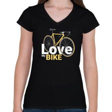 PRINTFASHION Love my Bike - Női V-nyakú póló - Fekete női póló