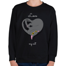 PRINTFASHION love my cat - Gyerek pulóver - Fekete